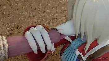 play フレイヤは彼女の友人を保護するために口頭で与える